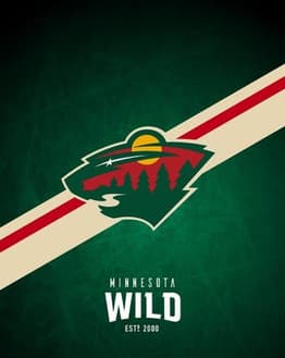 Minnesota Wild logo with a deep green, red, and gold background, featured on a watch face.