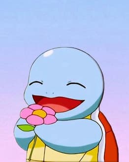 Cute blue turtle holding a pink flower with a joyful smile against a soft pastel background, designed for a watch face.