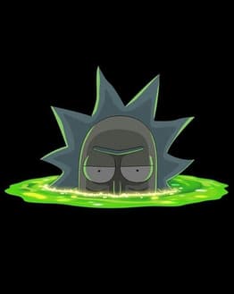 Illustration of a mysterious sci-fi character emerging from a glowing green portal on a black background, featured on a watch face.