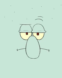 Illustration of a grumpy cartoon face with an unimpressed expression on a light green background, featured on a watch face.