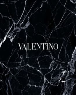 Elegant black marble texture with white veins and Valentino typography, creating a luxurious and minimalist aesthetic, featured on a watch face.