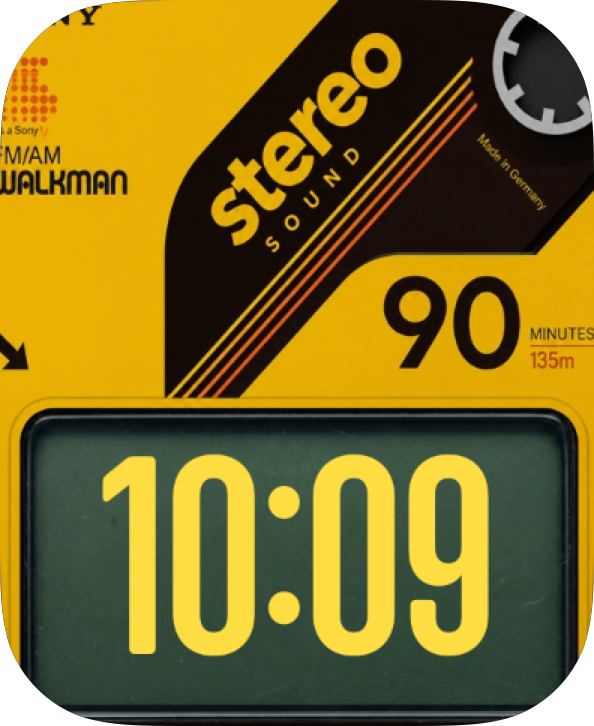 Yellow Stereo Cassette watch face for Apple Watch