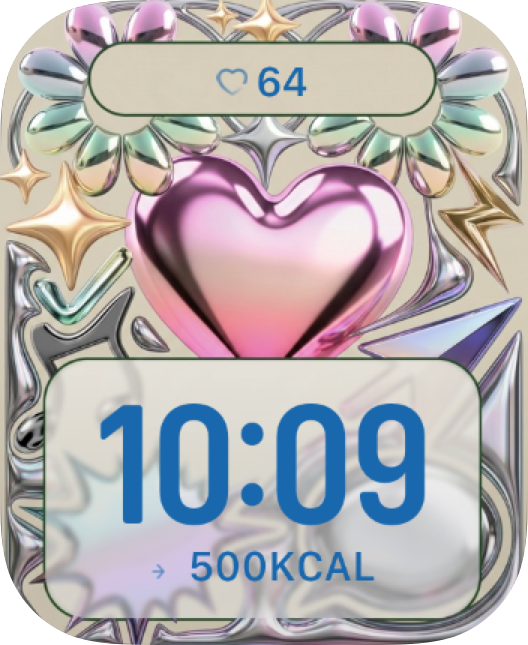 Chrome Candy Heart Apple Watch face - Special Collections