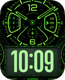 Green Circuit Apple Watch face - Art