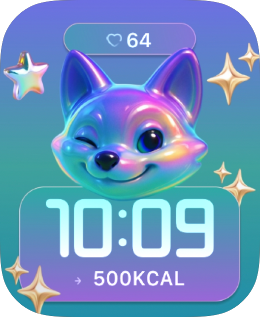 Iridescent Space Cat Apple Watch face - Art
