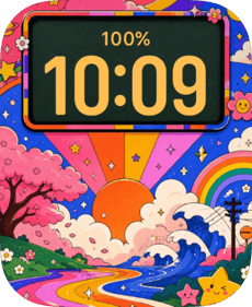 Kawaii Sunset Road Apple Watch face - Art