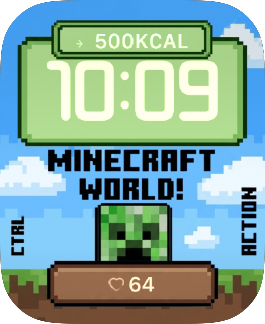Minecraft World Pixel Face Apple Watch face - Video Games