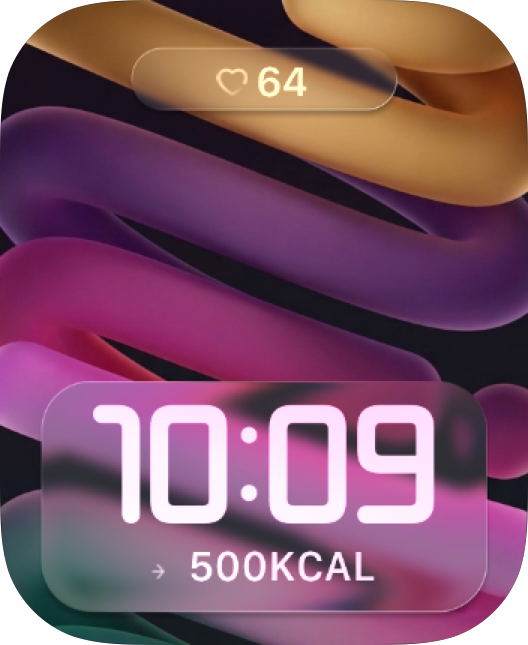 Neon Abstract Waves Apple Watch face - Art