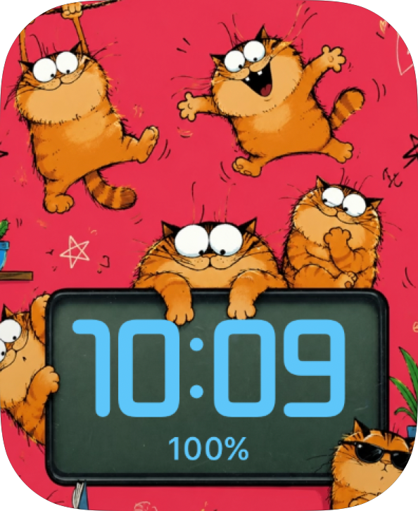 Orange Cat Chaos Apple Watch face - Animals
