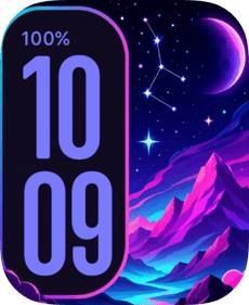 Purple Galaxy Peaks Apple Watch face - Art