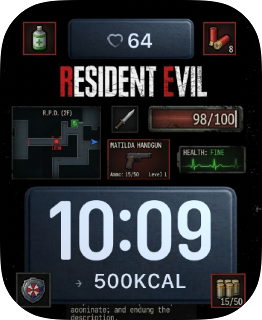 Resident Evil Status Apple Watch face - Video Games