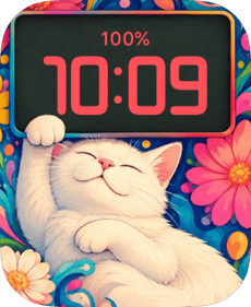 White Cat Flower Nap Apple Watch face - Special Collections