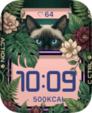 Floral Siamese Cat Face Apple Watch face - Animals