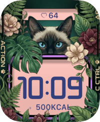 Floral Siamese Cat Face Apple Watch face - Animals