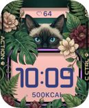 Floral Siamese Cat Face watch face for Apple Watch