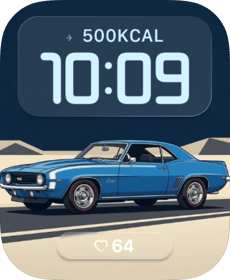 Blue Camaro Classic Apple Watch face - Cars