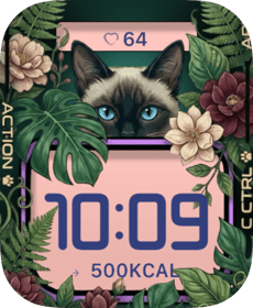 Floral Siamese Cat Face Apple Watch face - Animals
