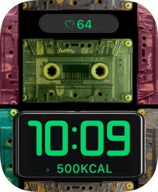 Retro Cassette Neon Apple Watch face - Cities