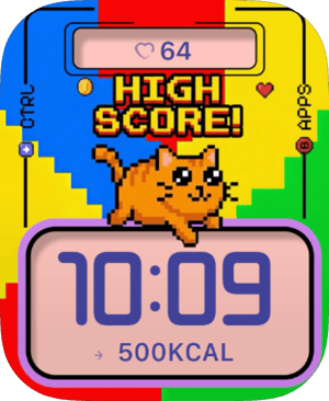 High Score Cat Arcade Face Apple Watch face - Video Games