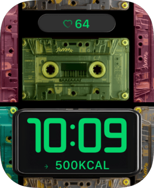 Retro Cassette Neon Apple Watch face - Cities