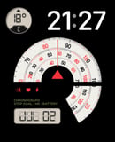 A mechanical-themed Chronograph watch face with a detailed tachymeter dial, activity metrics, and sleek design elements