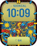 comic rocket blast watch face preview for Apple Watch
