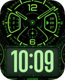 Green Circuit watch face preview for Apple Watch