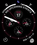 A Horizon Military watch face featuring analog dials for power, pulse, and steps with a bold, tactical design
