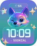 Iridescent Space Cat watch face preview for Apple Watch