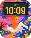 Kawaii Sunset Road watch face preview for Apple Watch