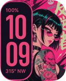Punk Cherry Girl watch face preview for Apple Watch