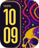 Purple Pixel Drift watch face preview for Apple Watch