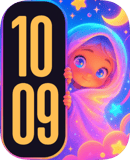 Rainbow Anime Girl watch face preview for Apple Watch