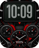 Red Gauges watch face preview for Apple Watch