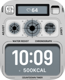 Silver Control Chronograph watch face preview for Apple Watch