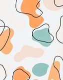 Abstract line art watch face featuring flowing black lines over orange, teal, and beige organic shapes in a minimal design