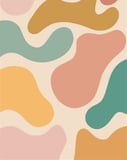 Organic abstract watch face featuring soft flowing shapes in peach, mustard, and teal with an earthy, minimalist style