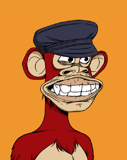 Illustration of a red ape with a captain's hat and a confident grin, featured on a watch face.