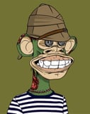 Illustration of a green zombie ape with stitched scars, steampunk goggles, a rugged hat, and a striped shirt, featured on a watch face.