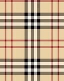 The classic Burberry beige, red, black, and white tartan pattern, featured on a watch face.