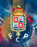 The FC Porto crest surrounded by bold blue, red, and gold artistic accents, featured on a watch face.