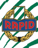 Rapid Vienna football club crest with green stripes in the background, featured on a watch face