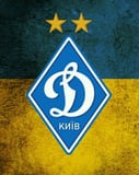 Dynamo Kyiv football club crest with blue and yellow background, featured on a watch face