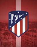 Atlético Madrid football club crest with a red background, featured on a watch face