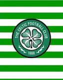 Celtic football club crest on green and white striped background, featured on a watch face