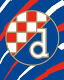 Dinamo Zagreb club logo with checkered pattern on a blue and red background, featured on a watch face.