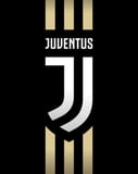 Juventus Football Club logo featuring the minimalist "J" design with gold accents on a black background, displayed on a watch face