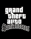 A watch face featuring the Grand Theft Auto San Andreas logo with bold white text on a black background.