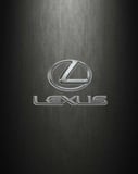 Silver Lexus logo on a black textured background, designed for a watch face.