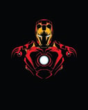 Iron Armor watch face displaying the iconic red and gold armored suit with a glowing arc reactor on a black background.